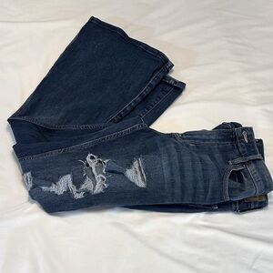 Hollister Blue Flare Wide Leg Jeans Distressed